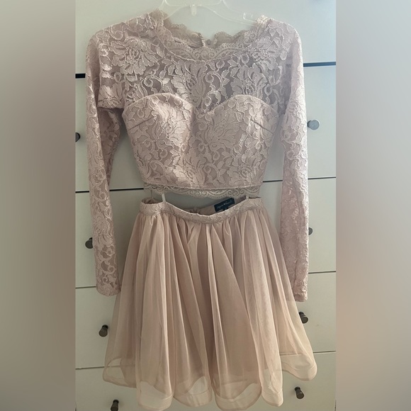 Two Piece Blush Homecoming Dress - Picture 2 of 5